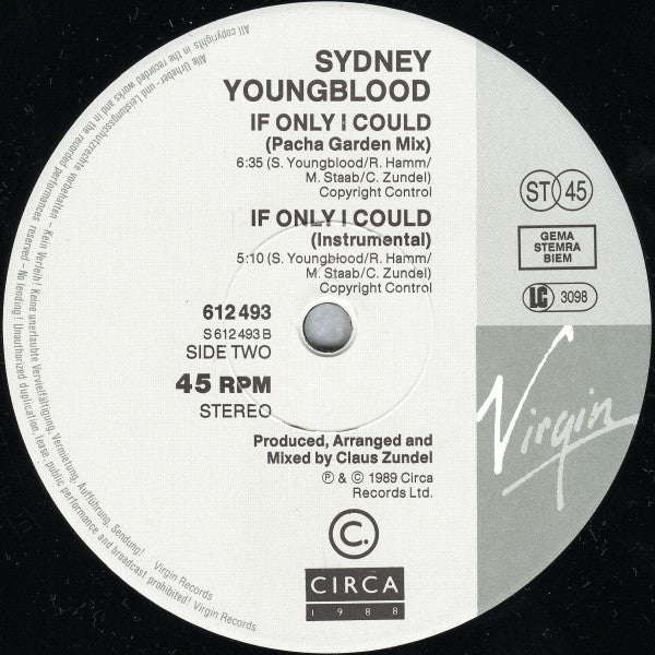 Sydney Youngblood : If Only I Could (12",45 RPM,Single,Stereo)