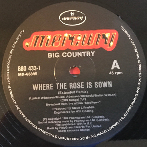 Big Country : Where The Rose Is Sown (Extended Remix) (12",45 RPM,Single,Limited Edition)