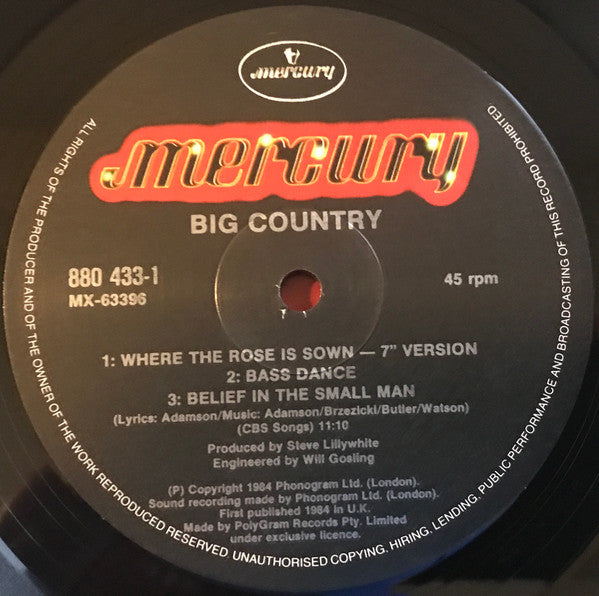 Big Country : Where The Rose Is Sown (Extended Remix) (12",45 RPM,Single,Limited Edition)