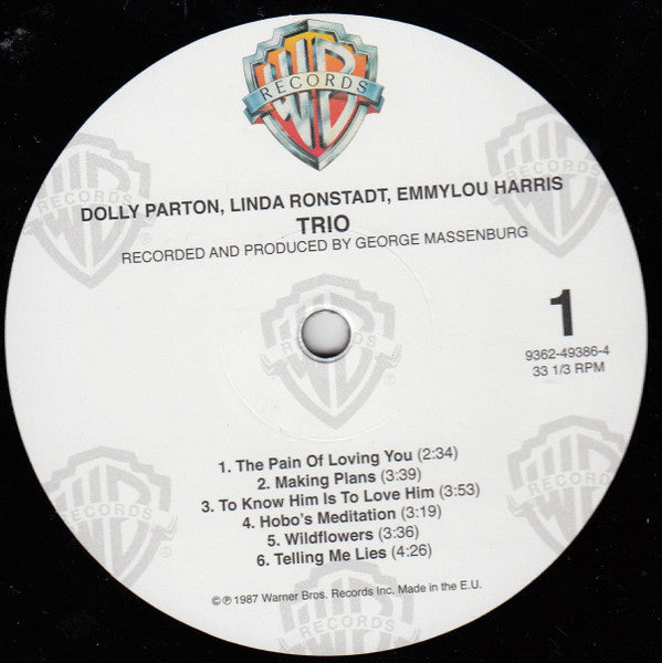 Dolly Parton, Linda Ronstadt, Emmylou Harris : Trio (LP, Album, RE)