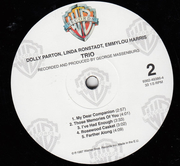 Dolly Parton, Linda Ronstadt, Emmylou Harris : Trio (LP, Album, RE)