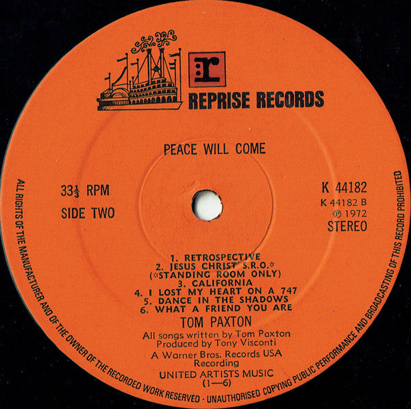 Tom Paxton : Peace Will Come  (LP, Album)