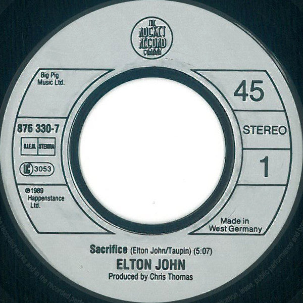 Elton John : Sacrifice (7", Single)