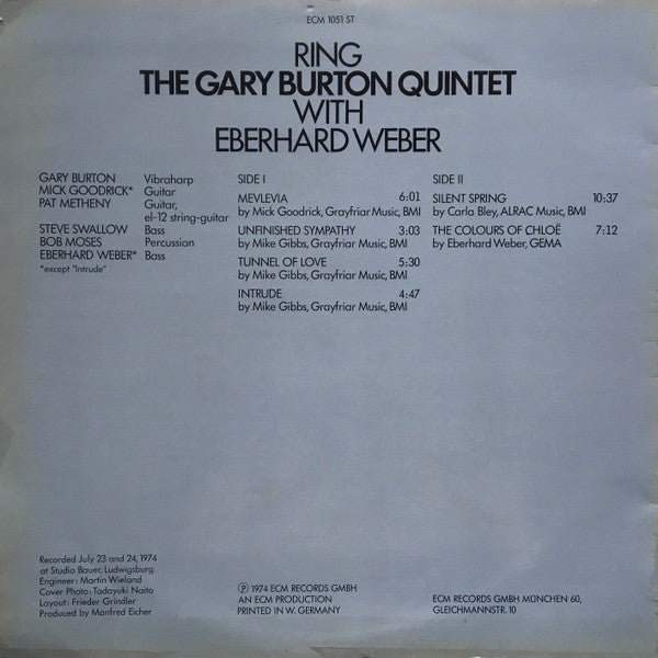 The Gary Burton Quintet* With Eberhard Weber : Ring (LP, Album)