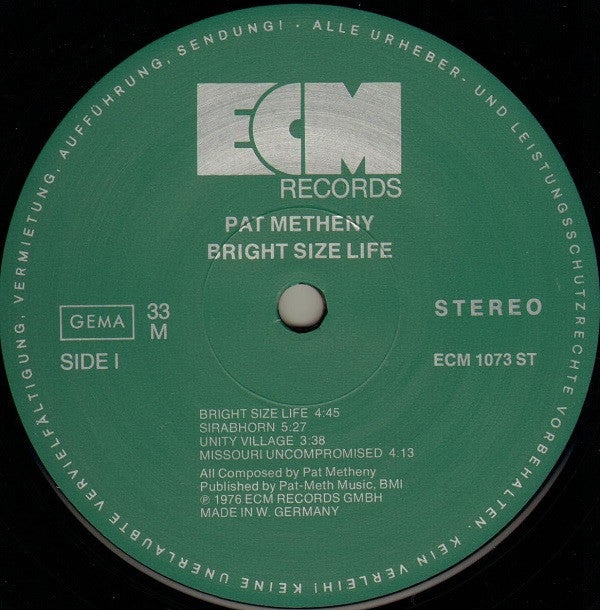 Pat Metheny : Bright Size Life (LP, Album, RP)