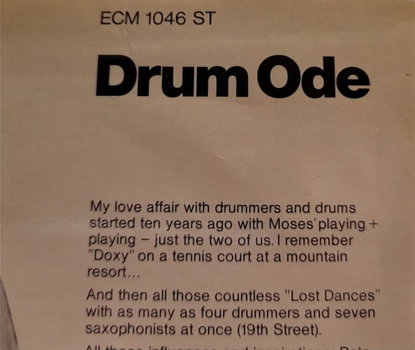 Dave Liebman* : Drum Ode (LP, Album)