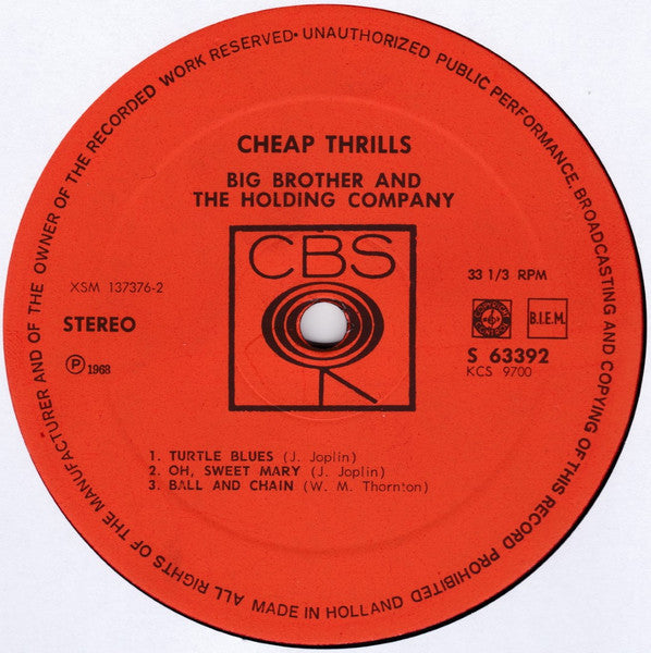Big Brother & The Holding Company : Cheap Thrills (LP, Album)