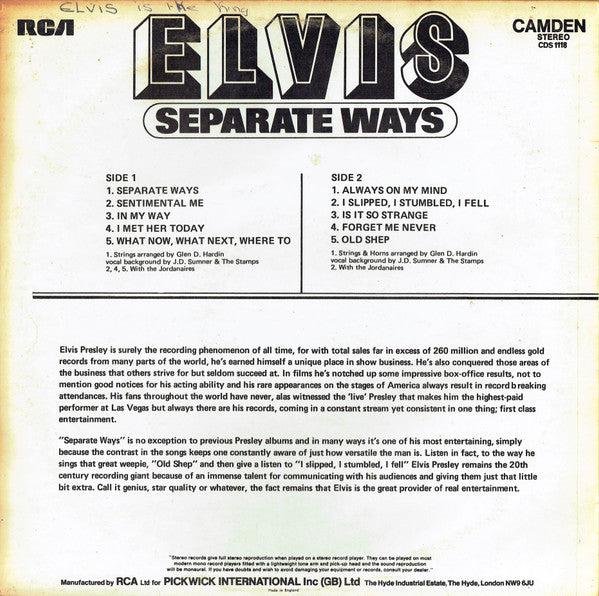 Elvis Presley : Separate Ways (LP,Compilation)