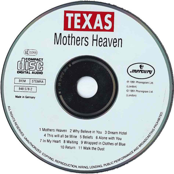 Texas - Mothers Heaven (CD, Album) - De Platen Aap – Vinylwinkel in Brielle & online webshop voor muziekliefhebbers