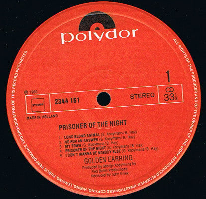 Golden Earring : Prisoner Of The Night (LP, Album)