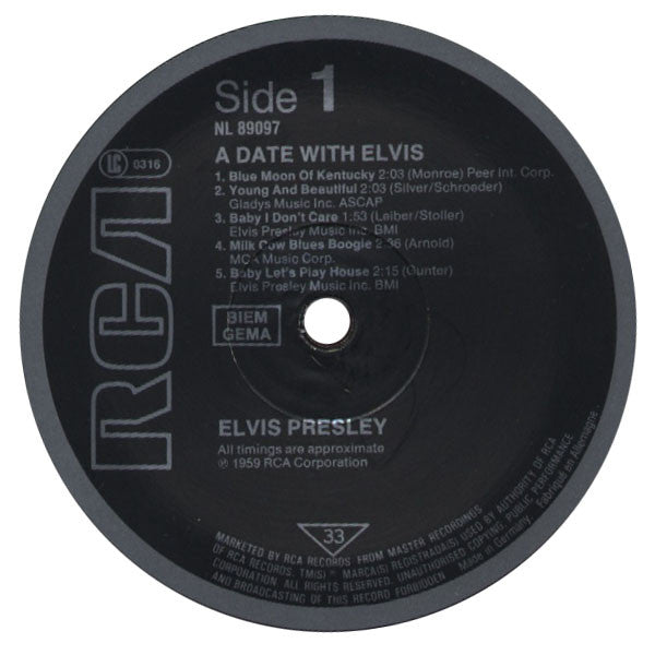 Elvis Presley : A Date With Elvis (LP, Comp, Mono, RE)