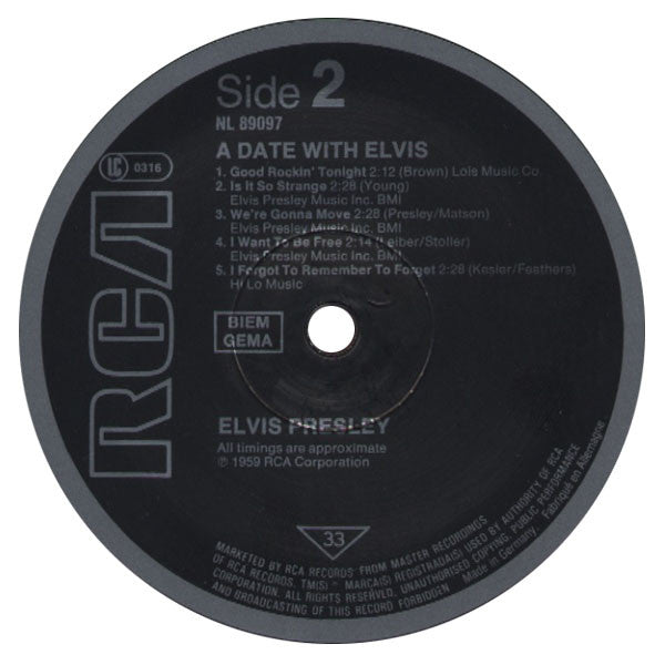 Elvis Presley : A Date With Elvis (LP, Comp, Mono, RE)