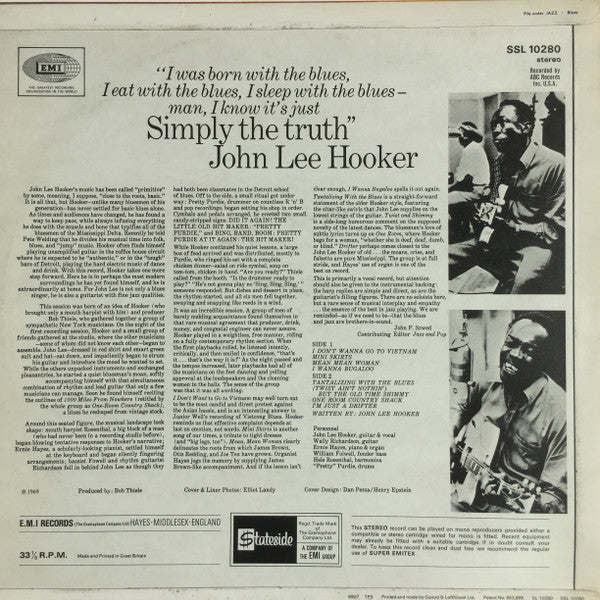 John Lee Hooker : Simply The Truth (LP, Album)