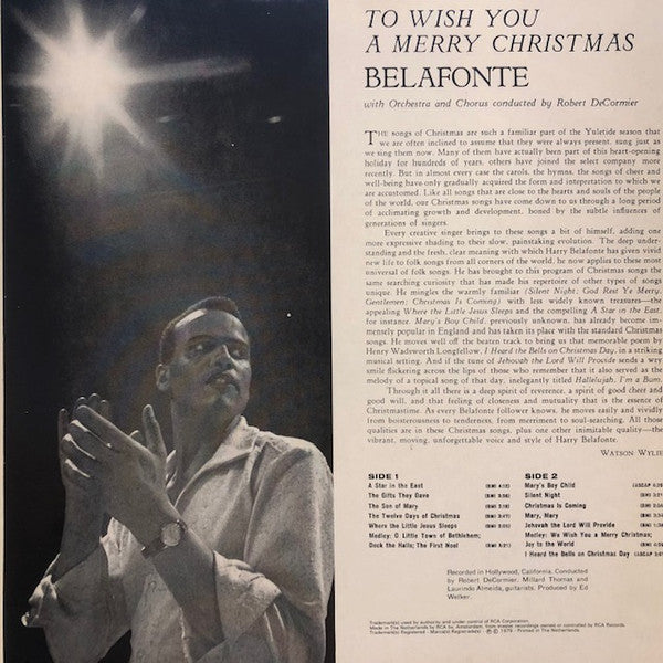 Harry Belafonte : To Wish You A Merry Christmas (LP, Album, RE)