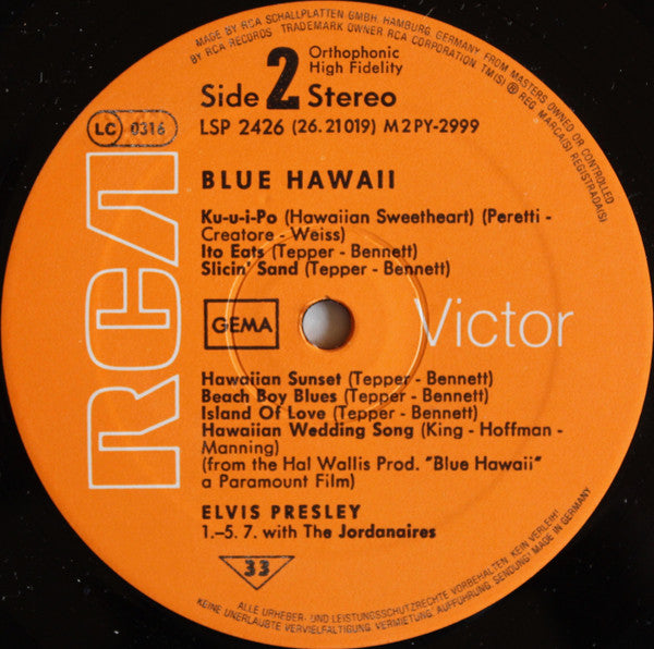 Elvis Presley : Blue Hawaii (LP, Album, RE)
