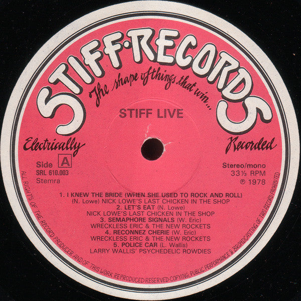 Various : Stiff Live (LP, Album, Comp, Mono)