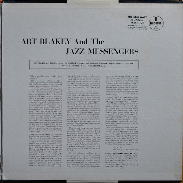 Art Blakey And The Jazz Messengers* : !!!!! Impulse! Art Blakey! Jazz Messengers! !!!!! (LP, Album, Mono, RP)