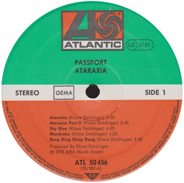 Passport (2) : Ataraxia (LP,Album,Stereo)