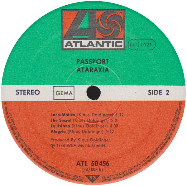 Passport (2) : Ataraxia (LP,Album,Stereo)