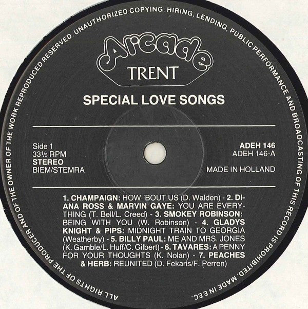 Various : Special Love Songs (LP,Compilation)