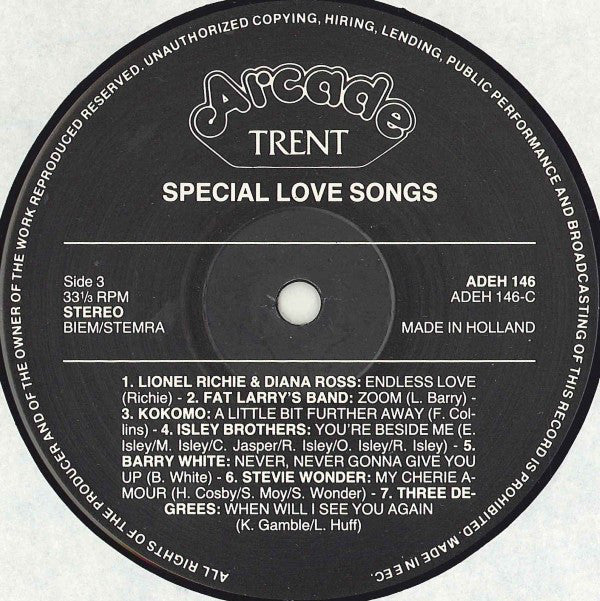 Various : Special Love Songs (LP,Compilation)