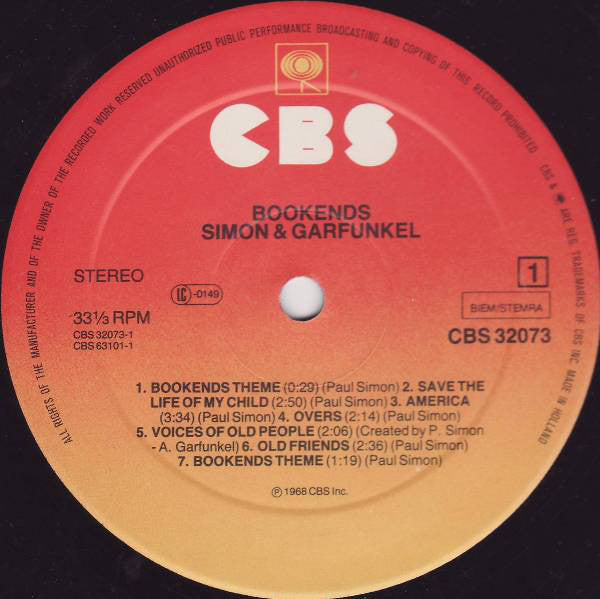 Simon & Garfunkel : Bookends (LP, Album, RE)