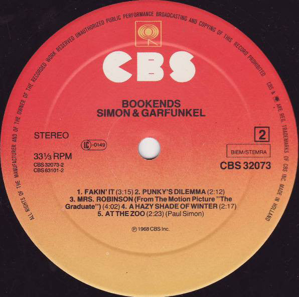 Simon & Garfunkel : Bookends (LP, Album, RE)