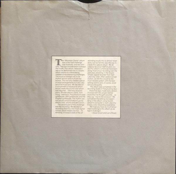 Dave Grusin : Mountain Dance (LP, Album, San)