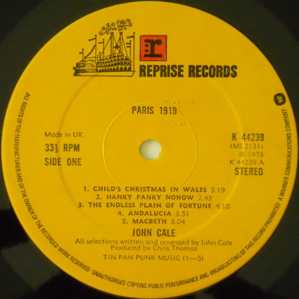 John Cale : Paris 1919 (LP, Album, RP)