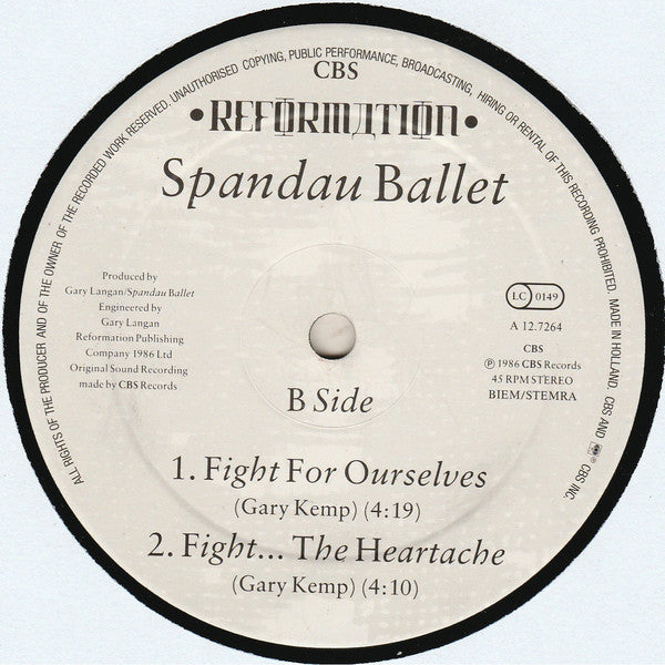 Spandau Ballet : Fight For Ourselves (Extended Remix) (12",45 RPM,Maxi-Single)