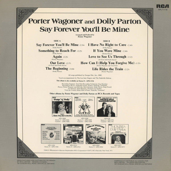 Porter Wagoner and Dolly Parton : Say Forever You'll Be Mine (LP, Album)