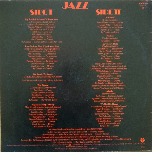 Ry Cooder : Jazz (LP, Album, Pal)