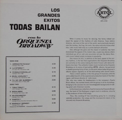 Orquesta Broadway : Todas Bailan Con La Orquesta Broadway (LP, Album, RE)