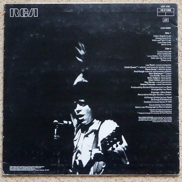 Lou Reed : Lou Reed (LP, Album, RE)
