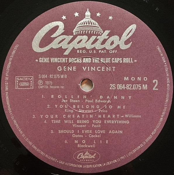 Gene Vincent : Gene Vincent Rocks! And The Blue Caps Roll (LP, Album, Mono, RE)