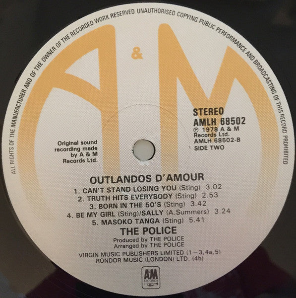 The Police : Outlandos D'Amour (LP, Album)
