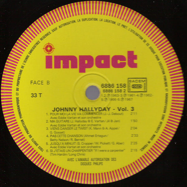 Johnny Hallyday : Volume 3 (LP, Comp, RE)