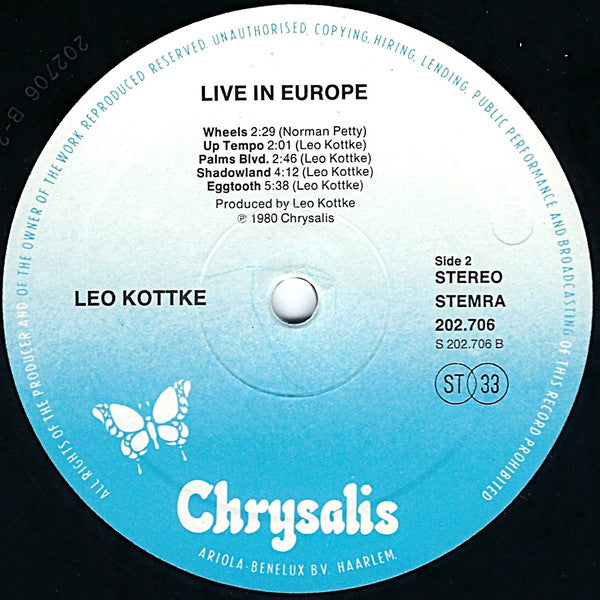 Leo Kottke : Live In Europe (LP, Album)