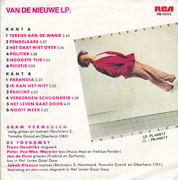 Bram Vermeulen En De Toekomst - Pauline (7", Single) - De Platen Aap – Vinylwinkel in Brielle & online webshop voor muziekliefhebbers