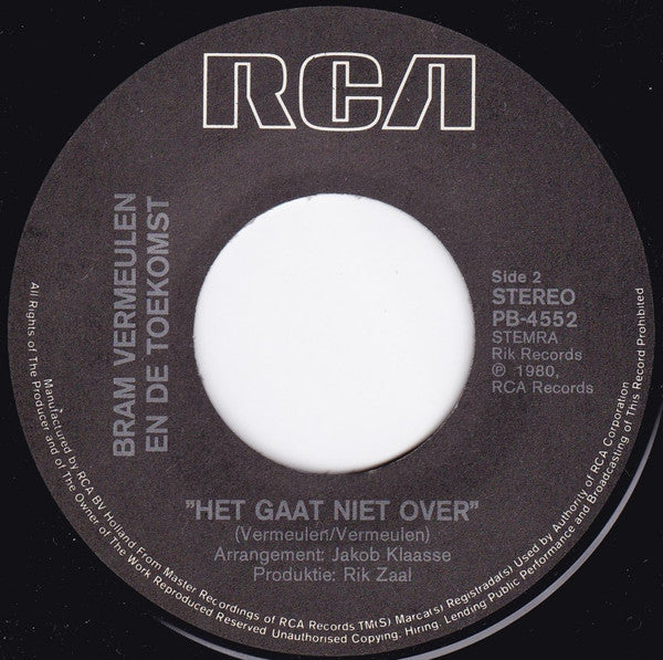 Bram Vermeulen En De Toekomst - Pauline (7", Single) - De Platen Aap – Vinylwinkel in Brielle & online webshop voor muziekliefhebbers