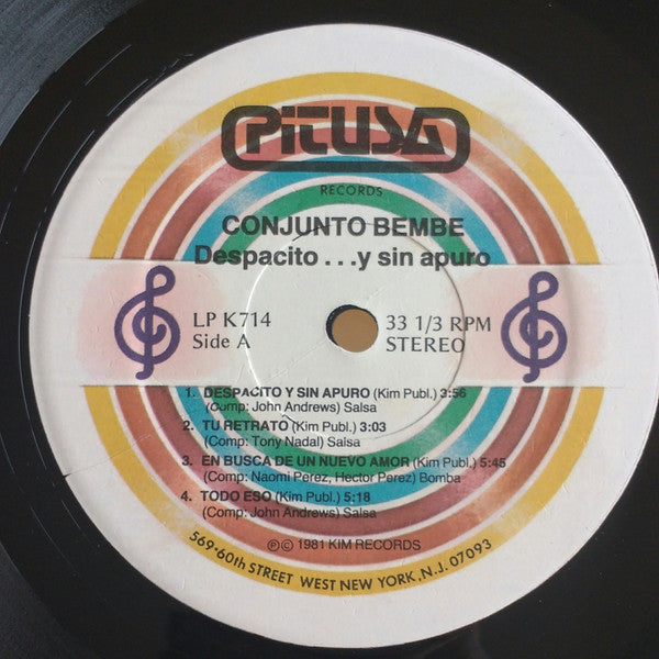 Conjunto Bembé : Despacito...Y Sin Apuro (LP, Album)