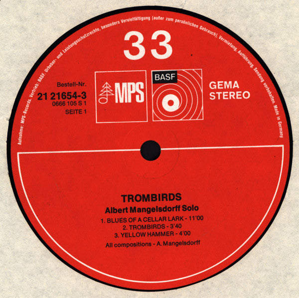 Albert Mangelsdorff : Trombirds (LP, Album)