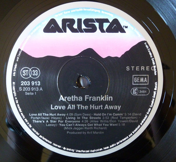 Aretha Franklin : Love All The Hurt Away (LP, Album, RE)