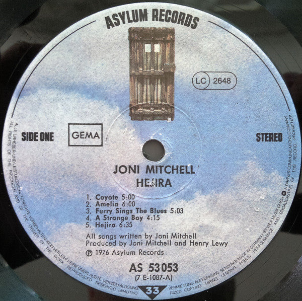 Joni Mitchell : Hejira (LP, Album, RE, Gat)