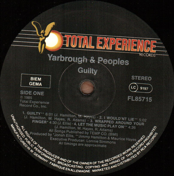 Yarbrough & Peoples : Guilty (LP,Album)