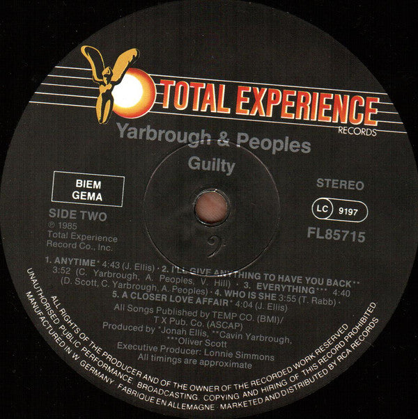 Yarbrough & Peoples : Guilty (LP,Album)