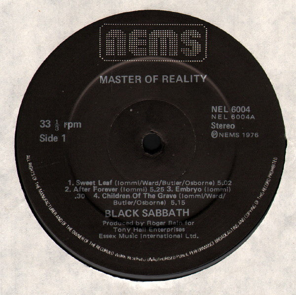 Black Sabbath : Master Of Reality (LP, Album, RE)