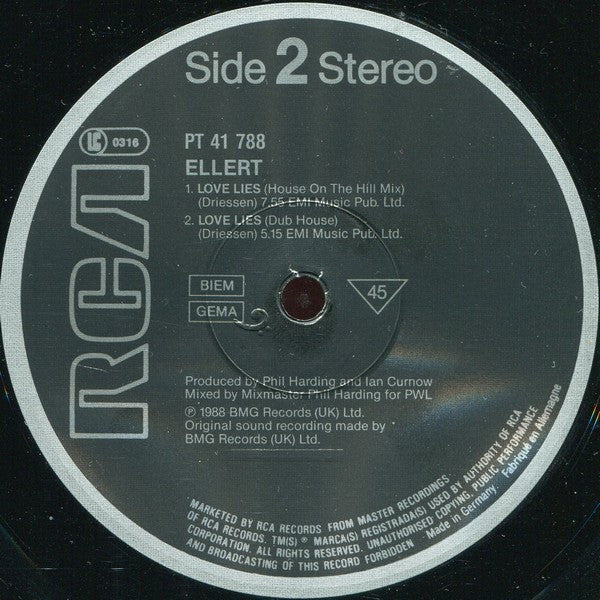 Ellert Driessen : Love Lies (12",45 RPM)