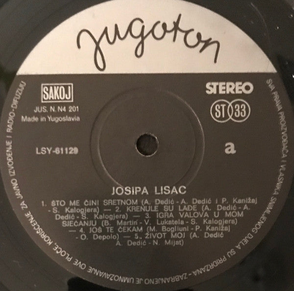 Josipa Lisac : Najveći Uspjesi 68/73 (LP, Comp)