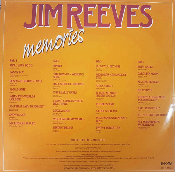 Jim Reeves : Memories (LP,Compilation,Stereo)